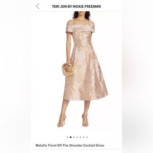 Teri Jon by rickie freeman blush and gold dress